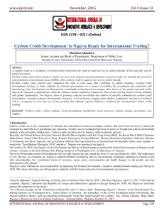 Carbon Credit Development - International Journal of Innovative