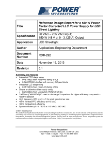 Title Reference Design Report for a 150 W Power Factor Corrected