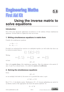 5.6 Using the inverse matrix to solve equations