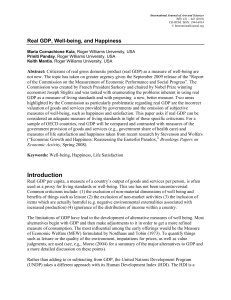 Real GDP, Well-being, and Happiness