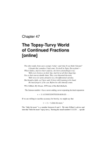 The Topsy-Turvy World of Continued Fractions [online]