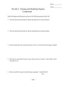 Pre-lab 2: Naming and Modeling Organic Compounds