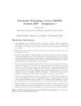 Constraint Technology (course 1DL023) Autumn 2007 – Assignment 1