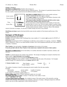 Isotopes of Hydrogen