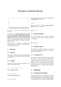 Greatest common divisor - Computer Science and Engineering