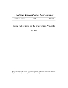 Some Reflections on the One-China Principle