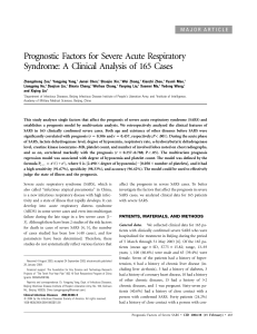 Prognostic Factors for Severe Acute Respiratory Syndrome: A