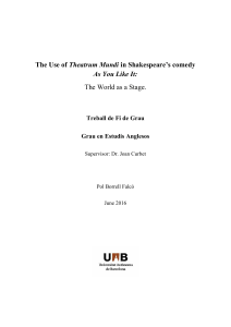 The Use of Theatrum Mundi in Shakespeare`s comedy As You Like It:
