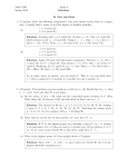 Math 5330 Spring 2016 Exam 2 Solutions In class questions 1. (15