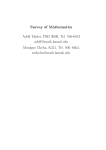 Survey of Mathematics Adolf Mader, PSB 308B, Tel. 956