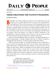 Their Greatness the Nation`s Weakness