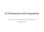 Ch 8 Equations and Inequalities