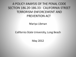 a policy anaysis of the penal code section 186.20