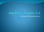 Algebra 1: Chapter 2-1