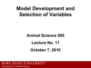 Lecture 11 Model Development and Selection of Variables