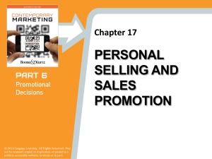 Personal Selling and Sales Promotion