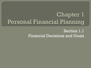 Chapter 1 Personal Financial Planning