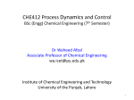 CHE412 Process Dynamics and Control Dr Waheed Afzal