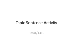 Topic Sentence Activity