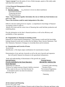 Introduction 1.1 Preamble The study of *Agricultural Finance* varies