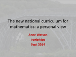 New curriculum for mathematics a personal view 2014