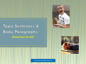 Topic Sentences - Blue Cereal Education