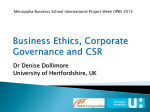 Business Ethics, Corporate Governance and CSR