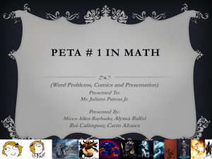 Peta # 1 in math (Word Problems, Comics and Presentation)