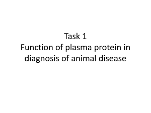 Function of plasma protein in diagnosis of animal disease