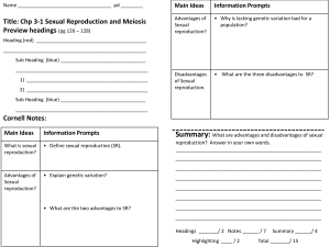 Title: Chp 3-1 Sexual Reproduction and Meiosis Preview headings