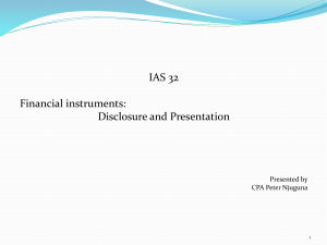 IFRS Week Financial Instruments Presentation and