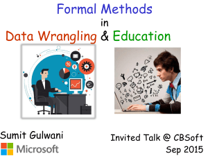 Applications of Formal Methods to Data Wrangling and