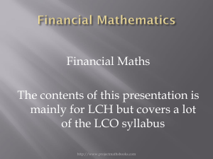 Excellent Financial Maths Presentation LCO_LCH