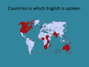 Countries in which English is spoken.