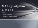 MAT 150 Algebra Class #4