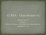 CCMIA * Class Session #2