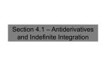 Section 4.1 * Antiderivatives and Indefinite Integration