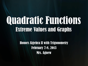 Quadratic Functions Extreme Values and Graphs