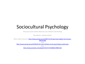 Sociocultural Psychology