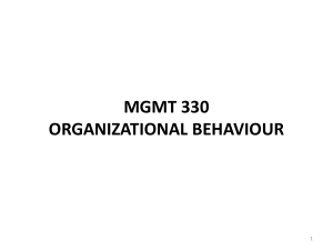 MGMT 330 - ORGANIZATIONAL BEHAVIOUR