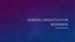 General Linguistics for beginners
