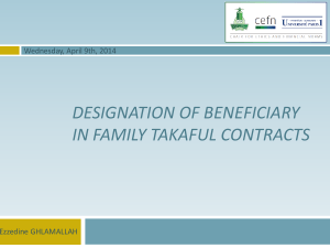 Designation of beneficiary in family takaful contracts