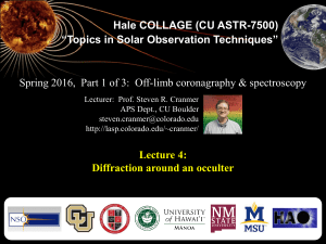 Lecture 4: Diffraction around an occulter