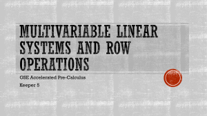 Multivariable Linear Systems and Row Operations