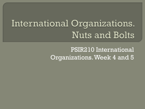 International Organizations. Nuts and Bolts