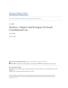 Marbury v. Madison And Its Impact On Israeli Constitutional Law