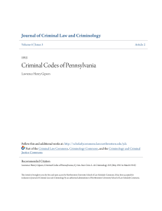 Criminal Codes of Pennsylvania - Northwestern University School of