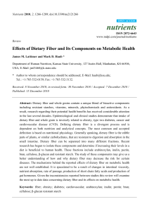 Effects of Dietary Fiber and Its Components on