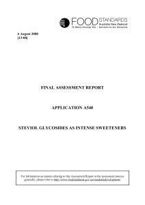 final assessment report application a540 steviol glycosides as