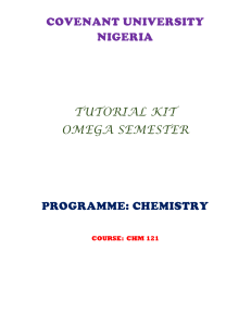 chm121 tutorial kit - Covenant University